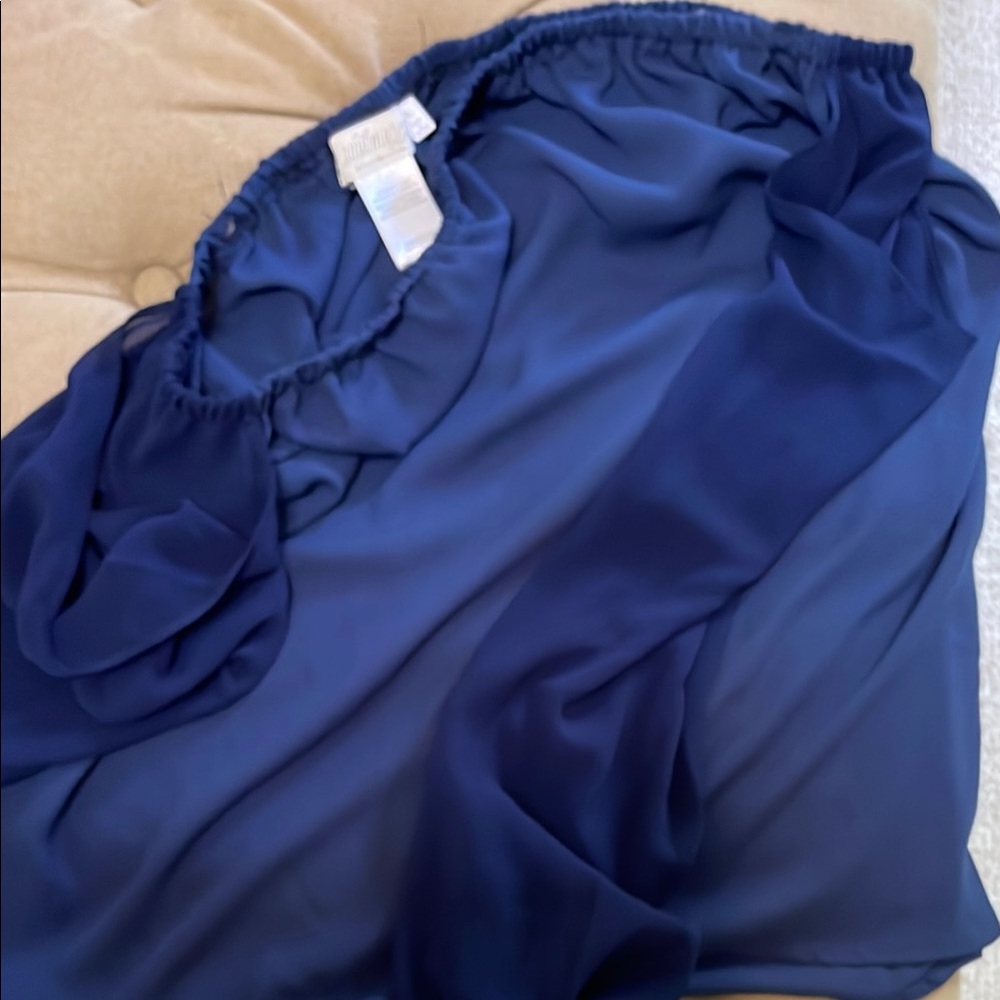 Blue Ruffled Off-the-Shoulder Blouse - Picture 4 of 4